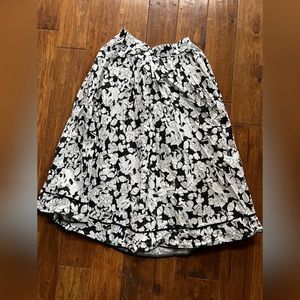 Black and White Floral Midi Skirt